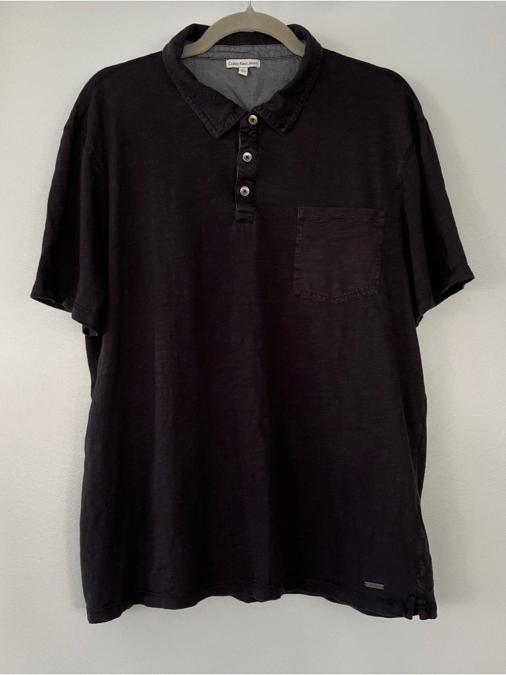 Calvin Klein Jeans Black Short-Sleeve Polo with Chest Pocket
